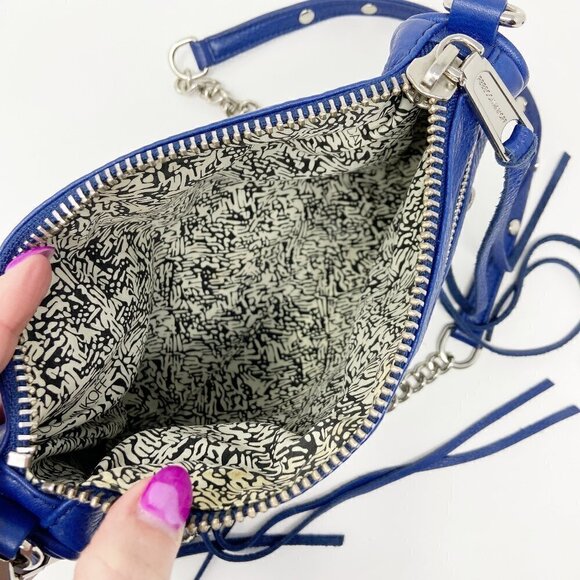 REBECCA MINKOFF | Blue Studded Zip Leather Crossbody Bag - Picture 13 of 15